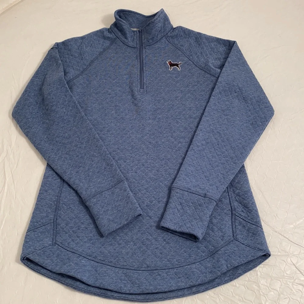 The Black Dog blue quilted quarter zip pullover sweatshirt S - Picture 4 of 12